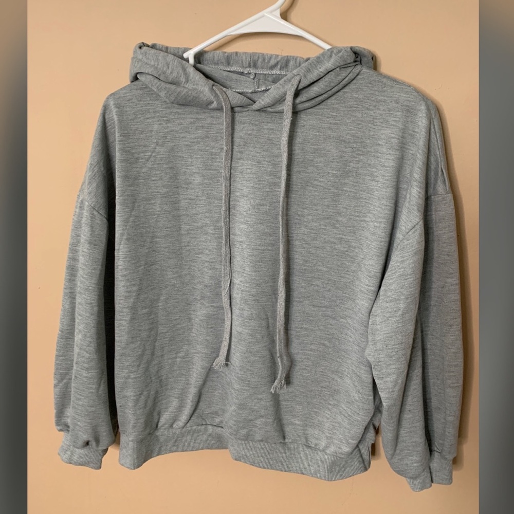 Grey Cropped Hoodie